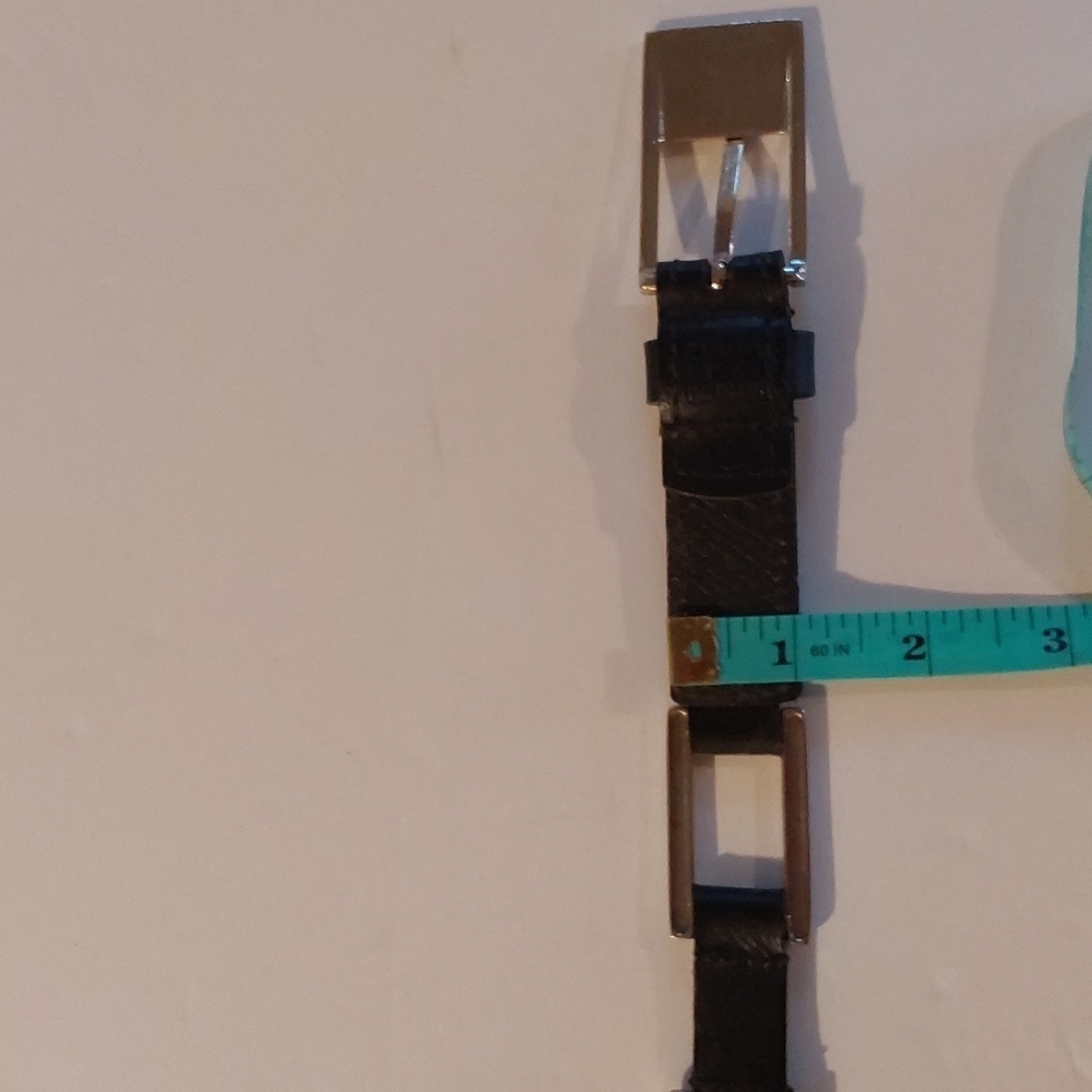 Womens Black Genuine Leather Belt with Silver Metal Links Edgy Punk Goth Sz.M/L - Picture 5 of 6